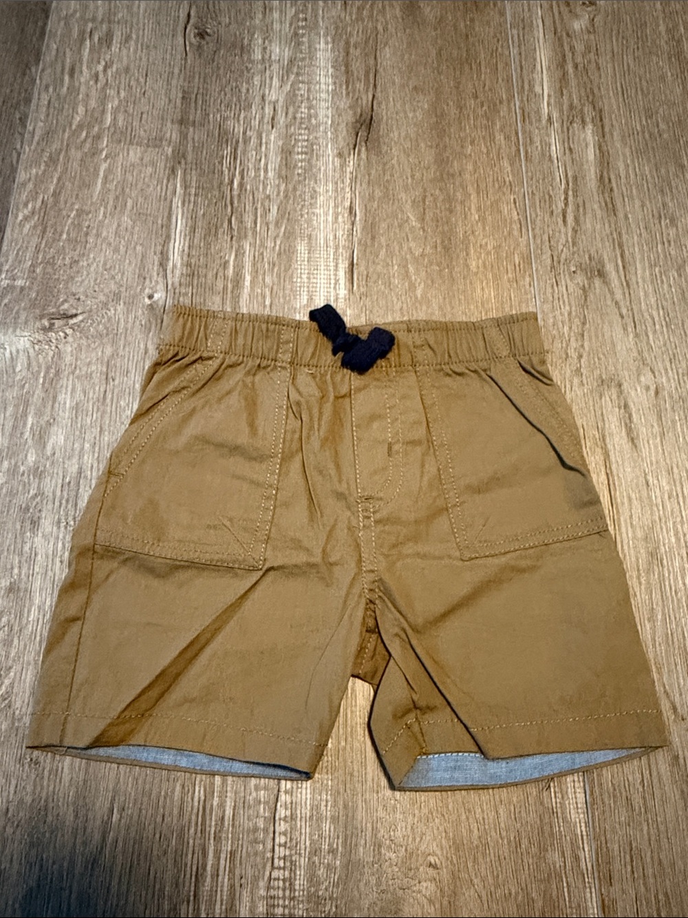 Original Penguin Boys Tan Pull-On Shorts with Navy Drawstring